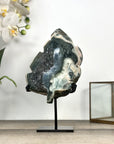 Green Jasper & Quartz Stone Leaf Carving on Metal Stand - MWS2806