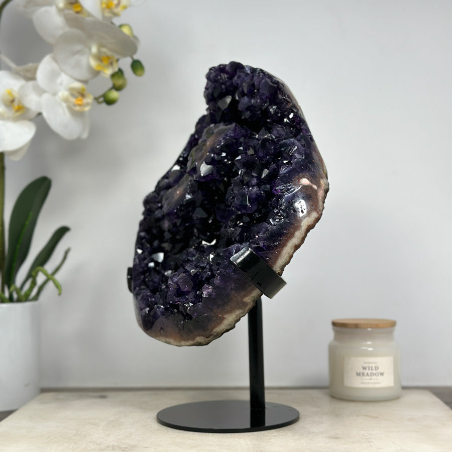 Large Top Quality Amethyst Stone Specimen, Deep Purple Color &amp; Shinny Crystals - MWS1429