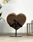 Amethyst Stone Heart Carving, Metallic Stand Included - HST0316