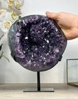 Natural Amethyst Geode with Large Crystals on Metal Stand - MWS2458