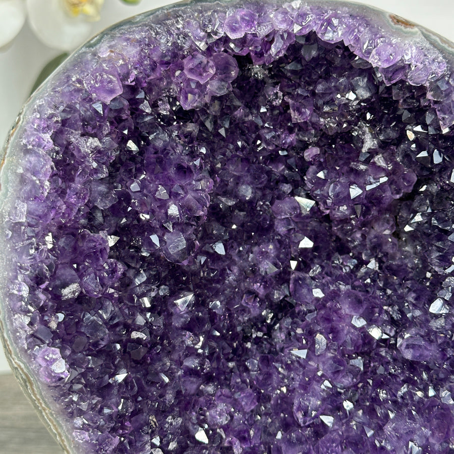 Natural Large Amethyst Geode with Black Metal Display - MWS2187