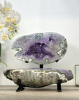 Large Amethyst & Green Jasper Jewelry Box on Metal Stand - MWS2993