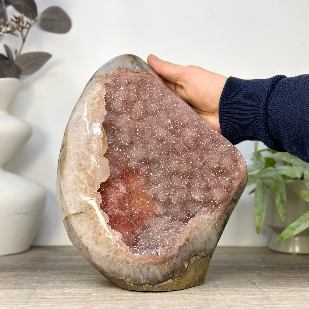 Huge Natural Pink Amethyst Statement Piece with Calcite Formation - CBP1431