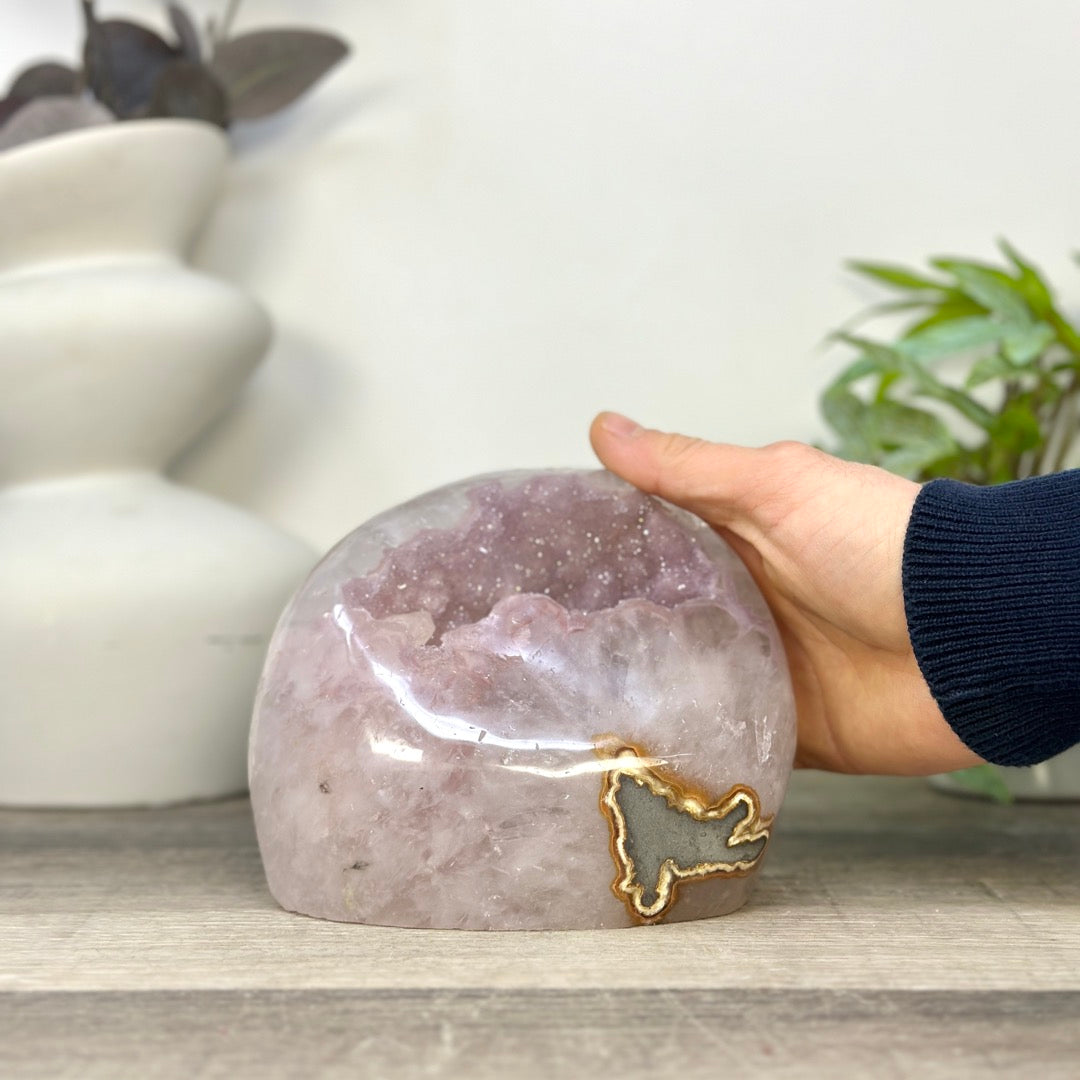 Natural Pink Amethyst Geode with Selfstanding Cut Base - STGE0051
