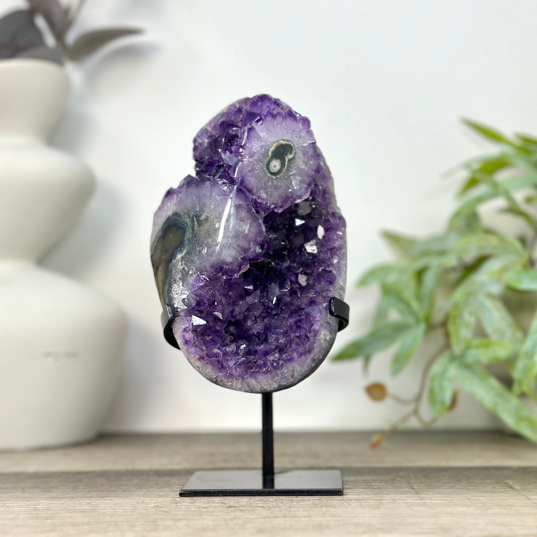 Amethyst Crystal Stone with Stalactite Eyes Fomations - MWS3271