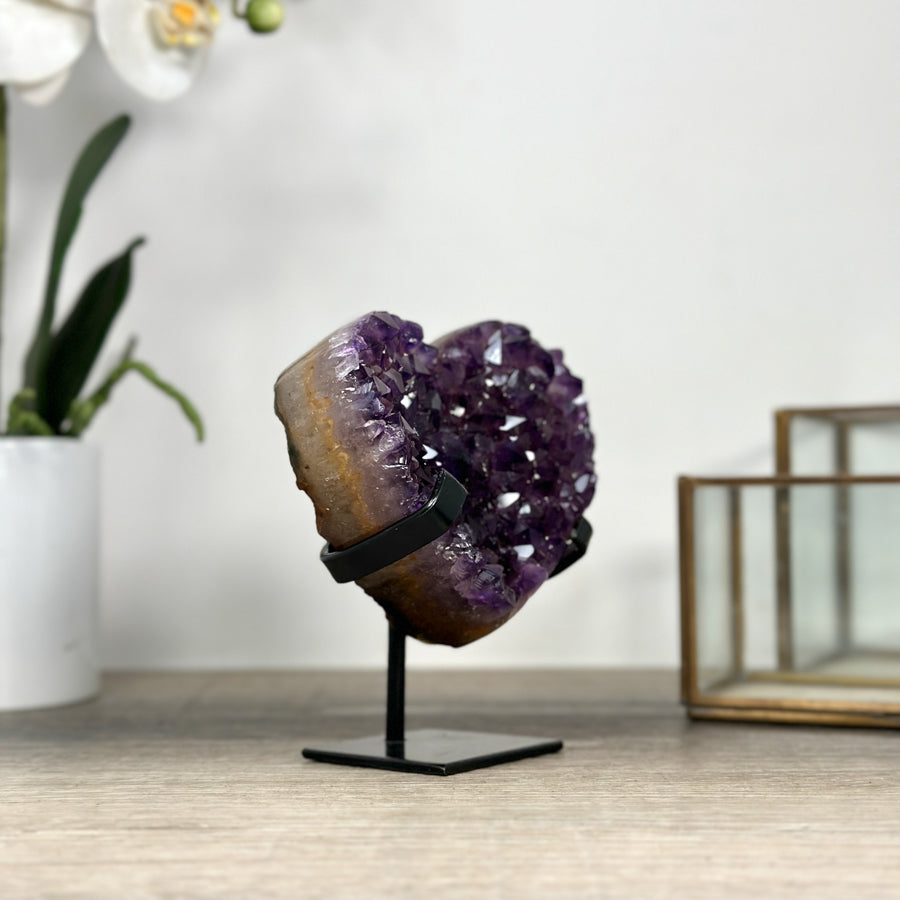 Amethyst Stone Heart, Metal Stand Included - HST0296