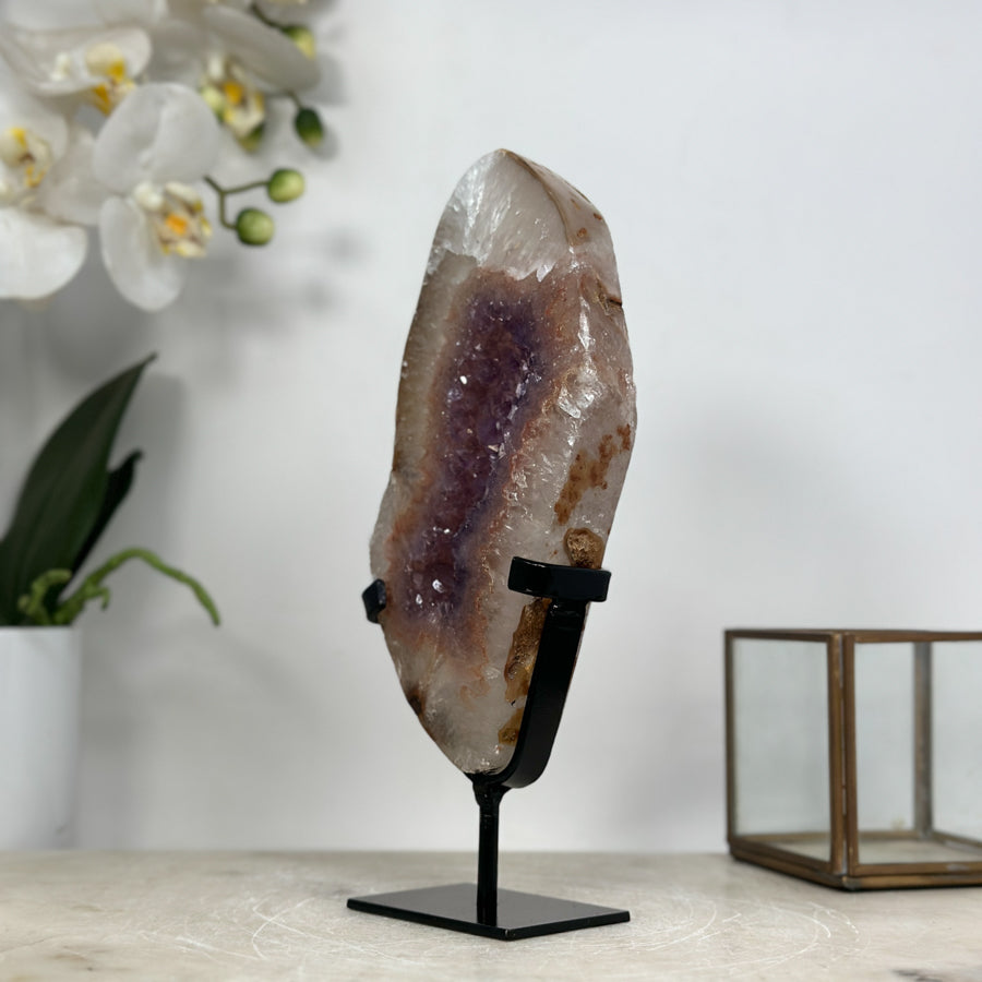 Beautiful Amethyst &amp; Quartz Stone Portal with handmade Stand - MWS1945