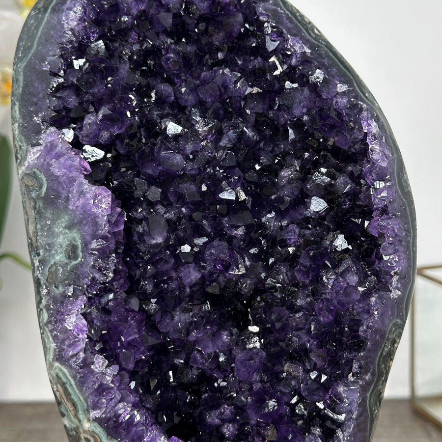 Premium Amethyst Geode on Stand with Deep Purple Crystals - MWS2935