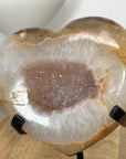 Beautiful Agate & Quartz Druzy Stone Heart Carving - HST0348