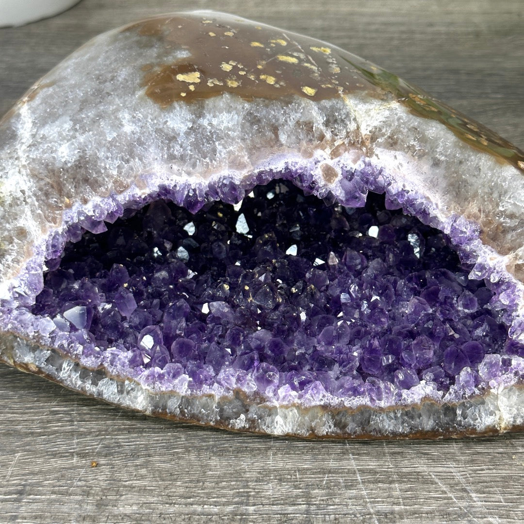 Natural Amethyst Geode with Polished Quartz Shell - STGE0049