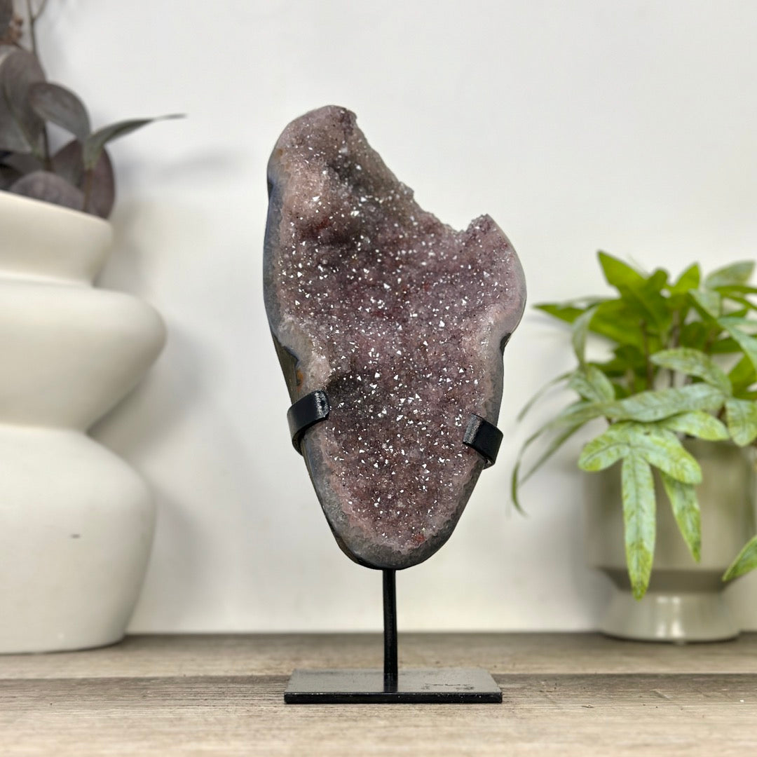 Pink Tone Amethyst with handmade Metal Stand - MWS3358