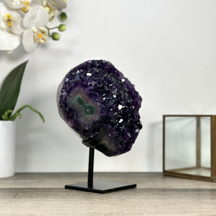 Deep Purple Amethyst Cluster on Metal Stand from Uruguay - MWS2770