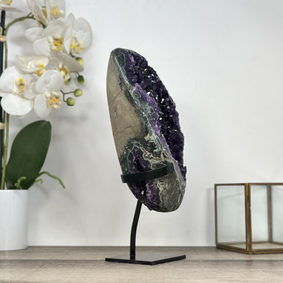 Premium Amethyst Geode on Stand with Deep Purple Crystals - MWS2935
