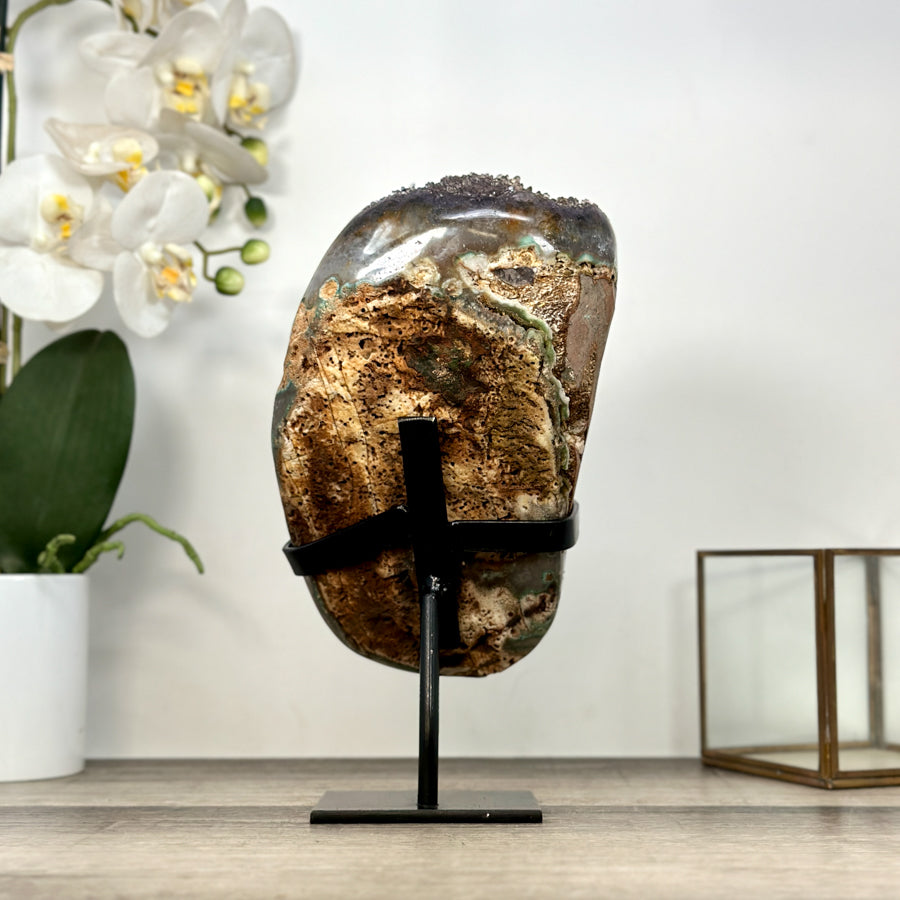 Natural Quartz &amp; Citrine Cluster on Metal Stand - MWS2982