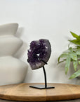 Natural Amethyst Crystal Heart with Metal Stand - HST0345