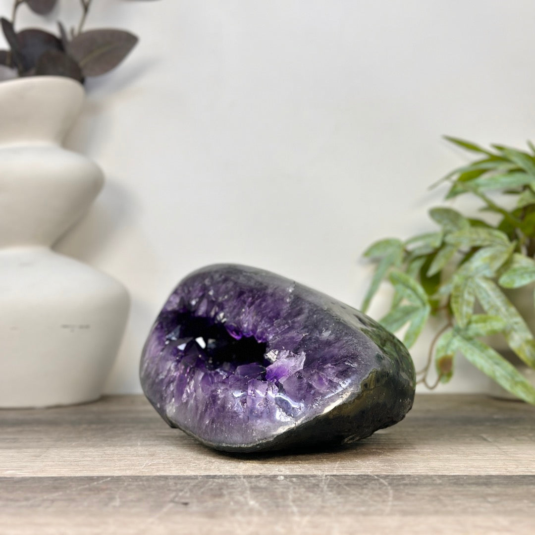 Large Amethyst Stone Geode with Polished agate Shell - STGE0085