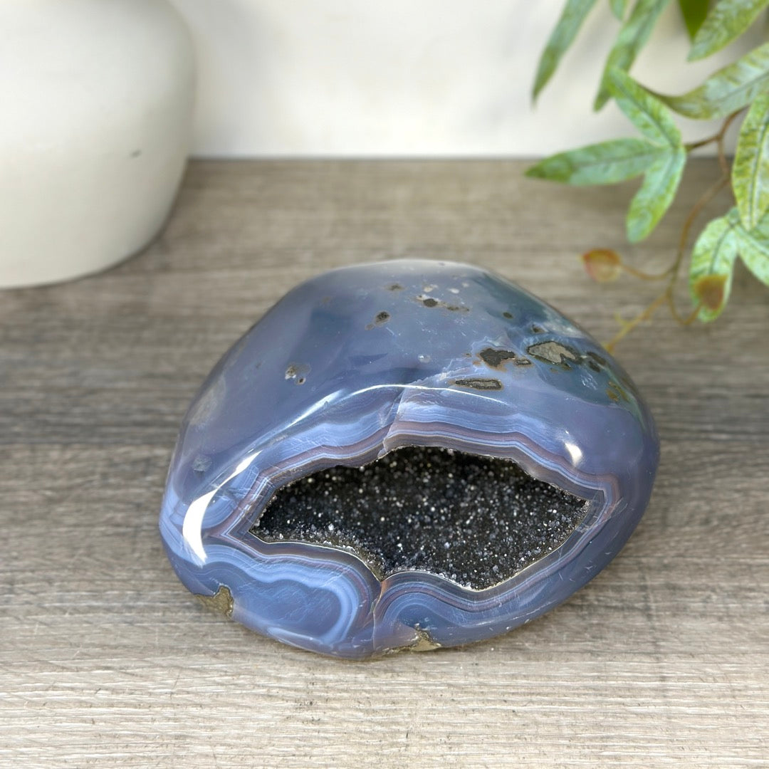 Blue Agate Polished Geode from Uruguay - STGE0079