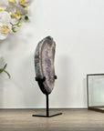 Natural Quartz & Amethyst Stone Slice on Stand - MWS3008