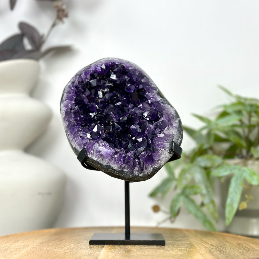 Uruguayan Amethyst Geode on Metal Stand - MWS3253