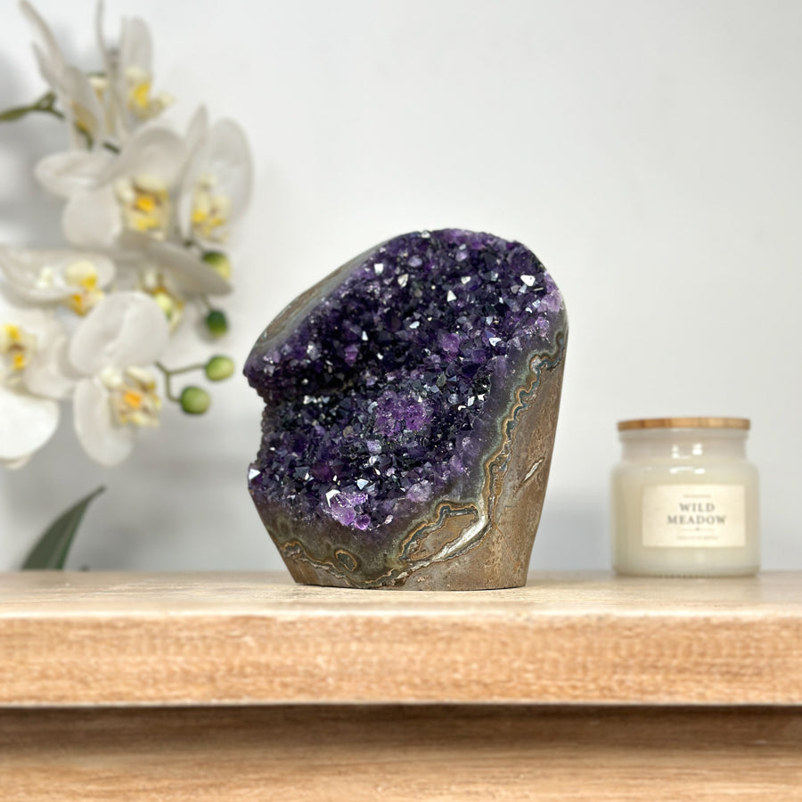 Natural Self Standing Amethyst with Green Jasper Matrix - CBP1118