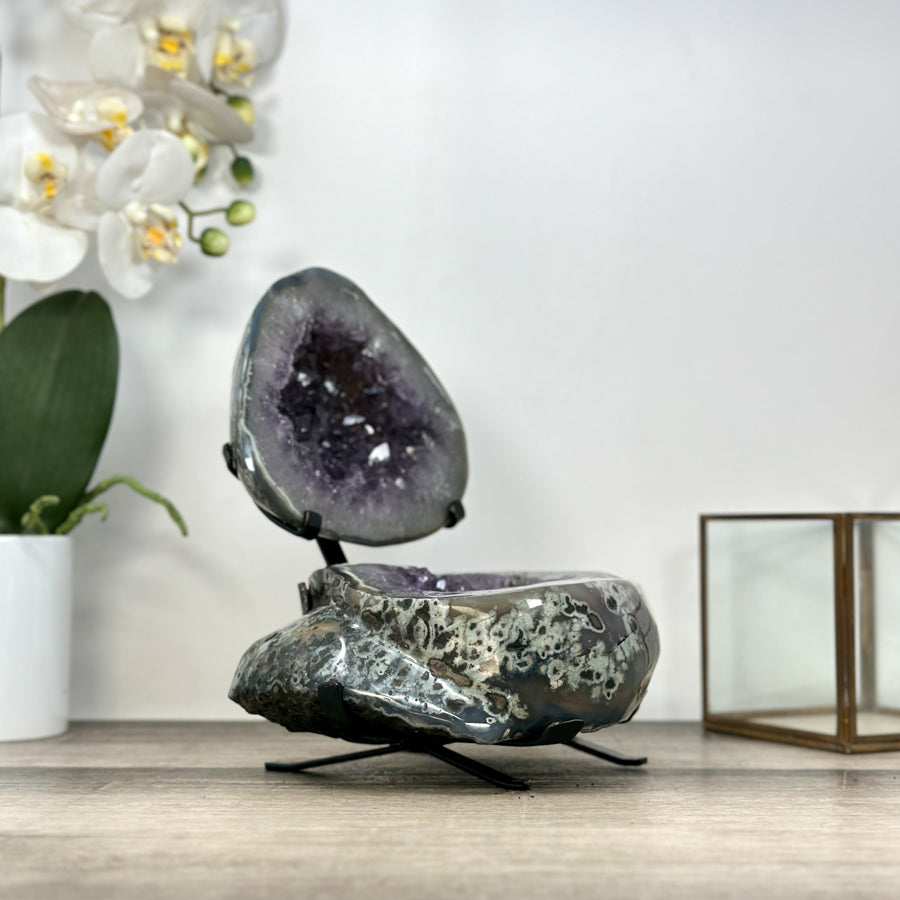 Natural Amethyst &amp; Agate Jewelry Box Geode - MWS2976