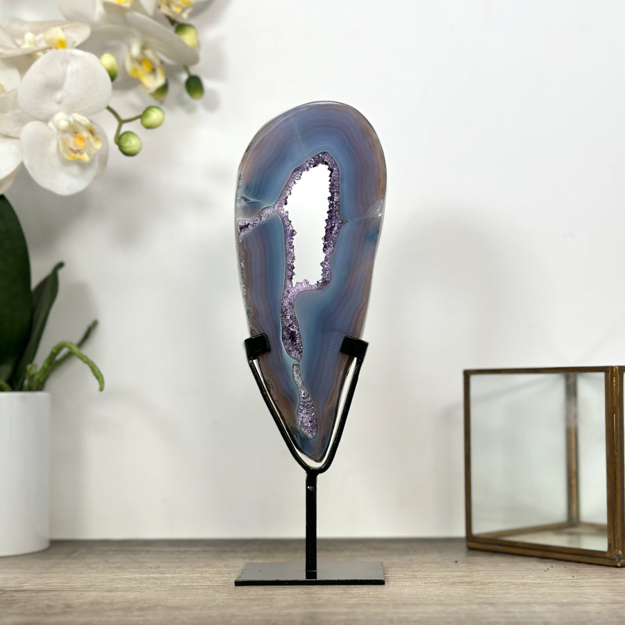Blue Banded Agate &amp; Amethyst Geode Portal - MWS3000