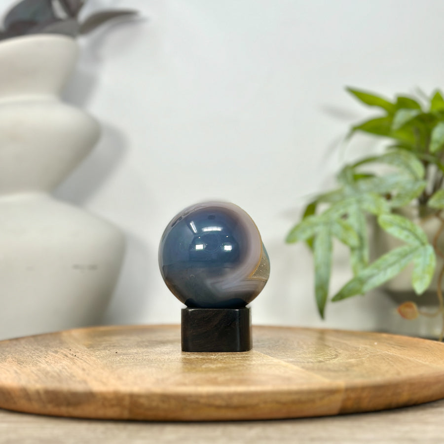 Banded Agate &amp; Quartz Druzy Sphere Geode - SPH0210