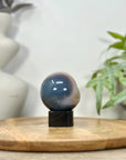 Banded Agate & Quartz Druzy Sphere Geode - SPH0210