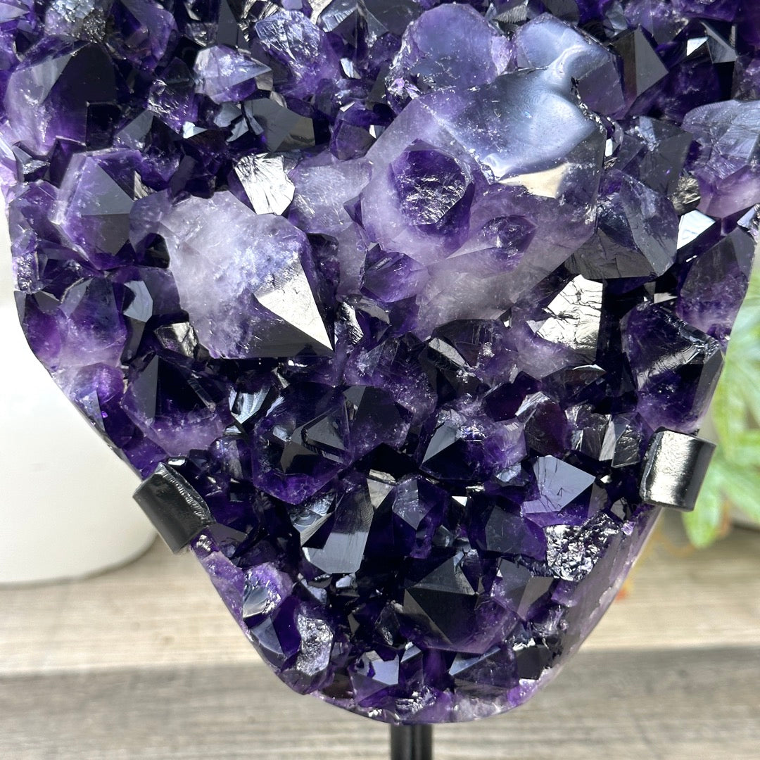 Top Grade Uruguayan Amethyst with Deep Purple Large Crystals on Stand - MWS3281