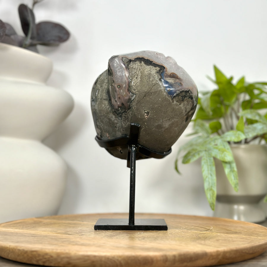 Natural Sugar Quartz Mineral Specimen on Metal Stand - MWS3048