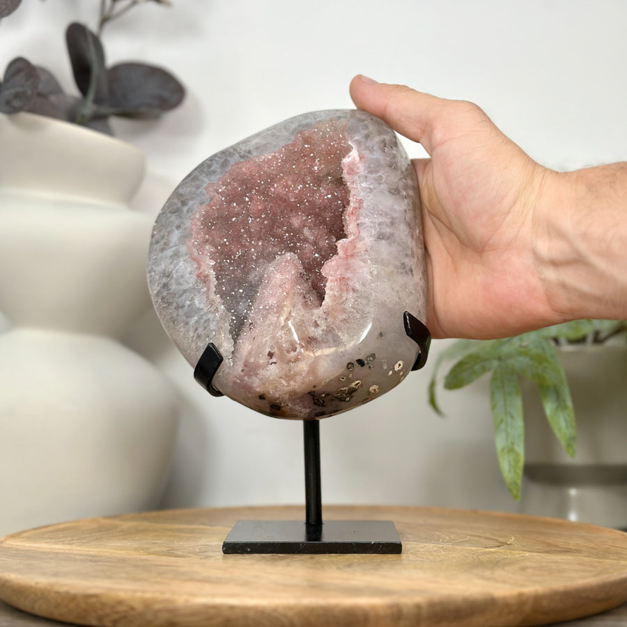 Unique Pink Amethyst Geode with Calcite Formation - MWS3051