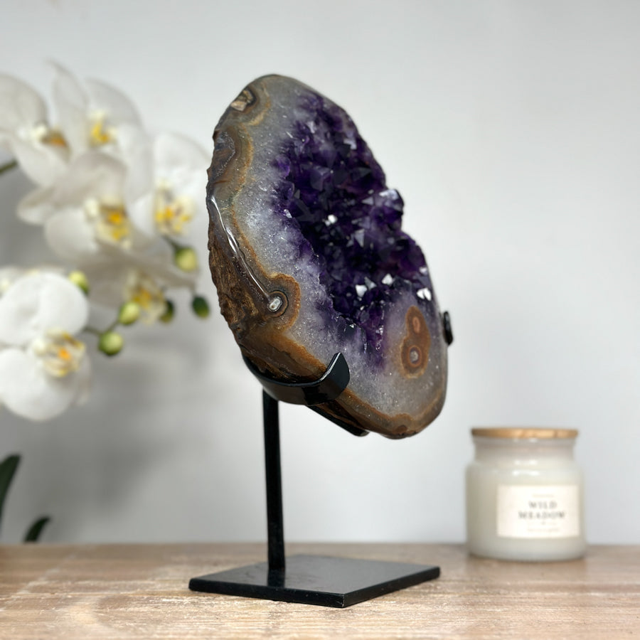 Deep Purple Amethyst Cluster with Natural Agate Shell - MWS1360