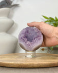 Amethyst & Blue Banded Agate Sphere Geode with Crystal Cavity - SPH0177