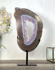Large Amethyst & Agate Slice on Stand - Crystal Display for Home Decor - MWS2672