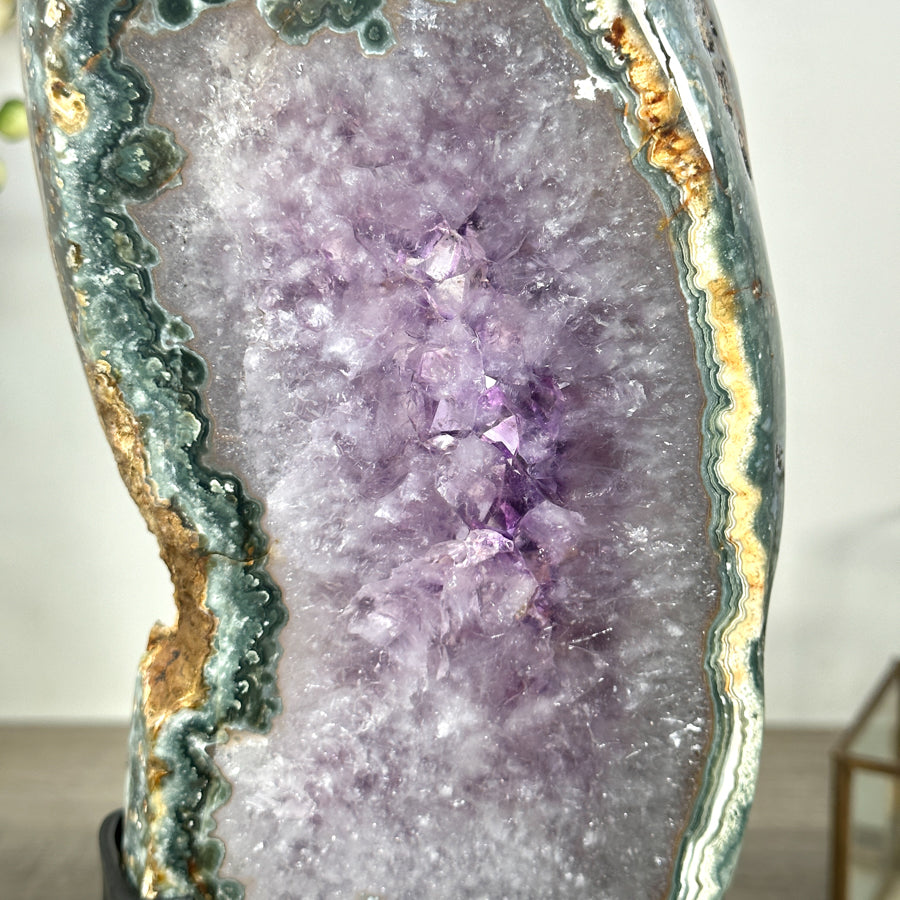 Large Amethyst, Quartz &amp; Green Jasper Stone Slice Portal - MWS2249