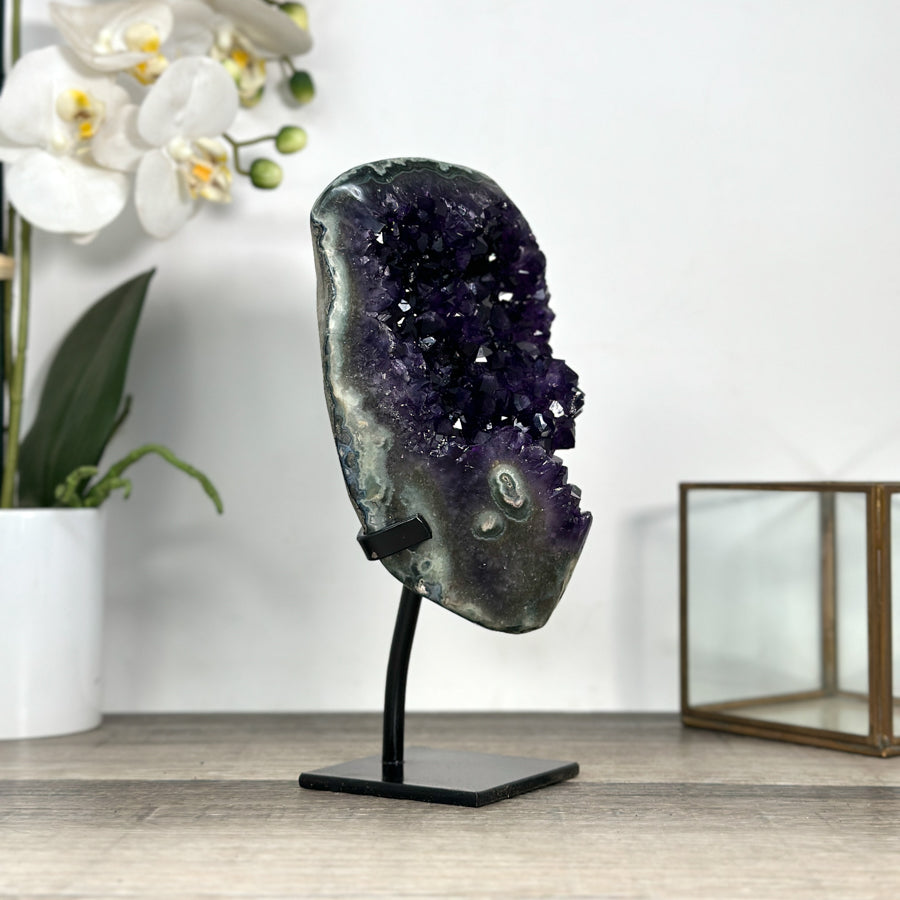 Deep Purple Uruguayan Amethyst Geode on Metal Stand - MWS2774