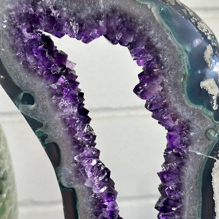 Large Amethyst &amp; Agate Geode Silce Crystal Portal - MWS2757