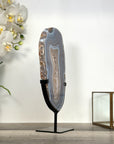 Blue Banded Agate Slice on Stand – Home Decor Display Specimen - MWS2663