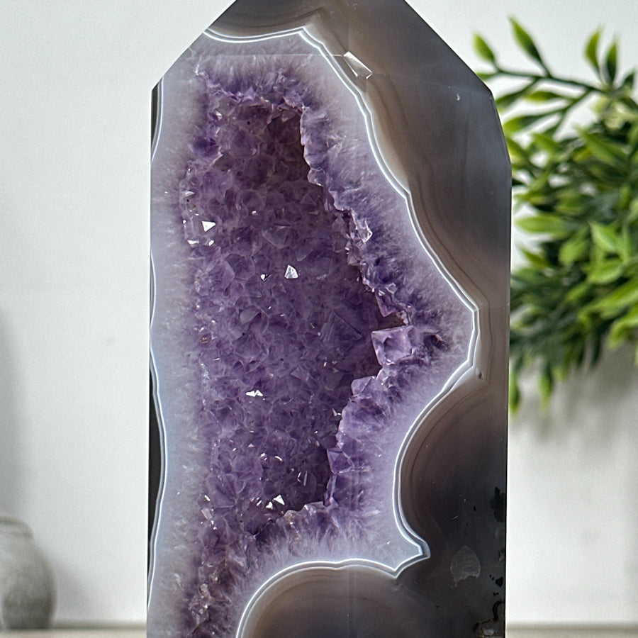 Natural Amethyst &amp; Agate Stone Tower Geode  - STP0187