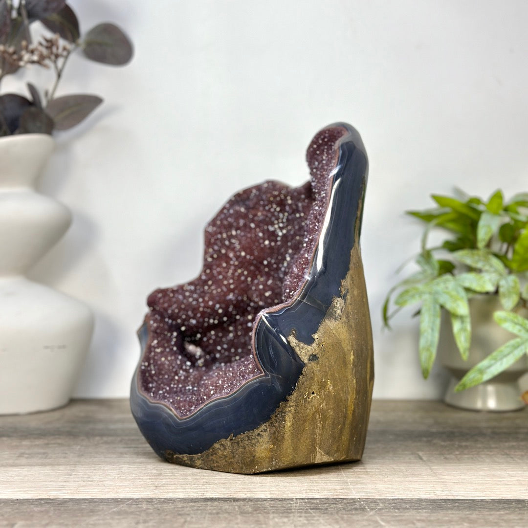 Natural Red Amethyst &amp; Blue Agate Statement Piece from Uruguay - CBP1429
