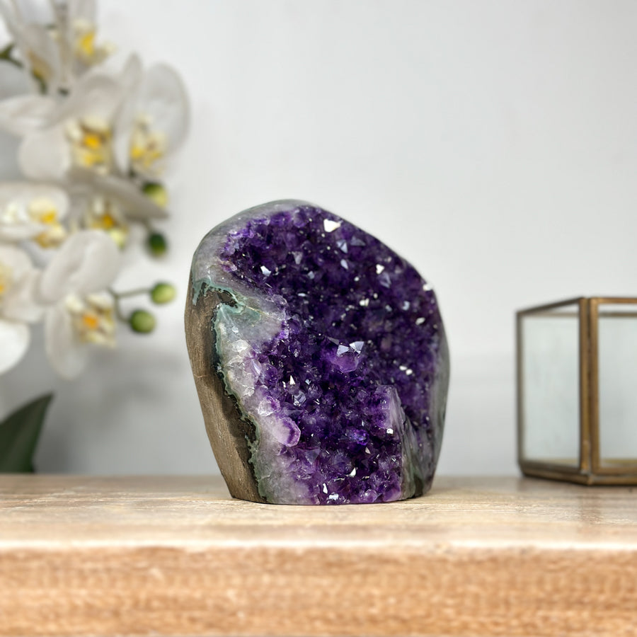 Amethyst Crystal Cluster Geode – Purple Druzy Display for Home Decor - CBP1152