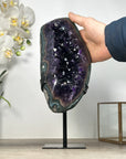 Large Deep Purple Amethyst Geode on Metal Stand – Statement Crystal for Home Décor - MWS2537
