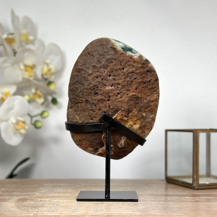 Beautiful Rainbow Amethyst &amp; Green Jasper Geode Cave - MWS1834