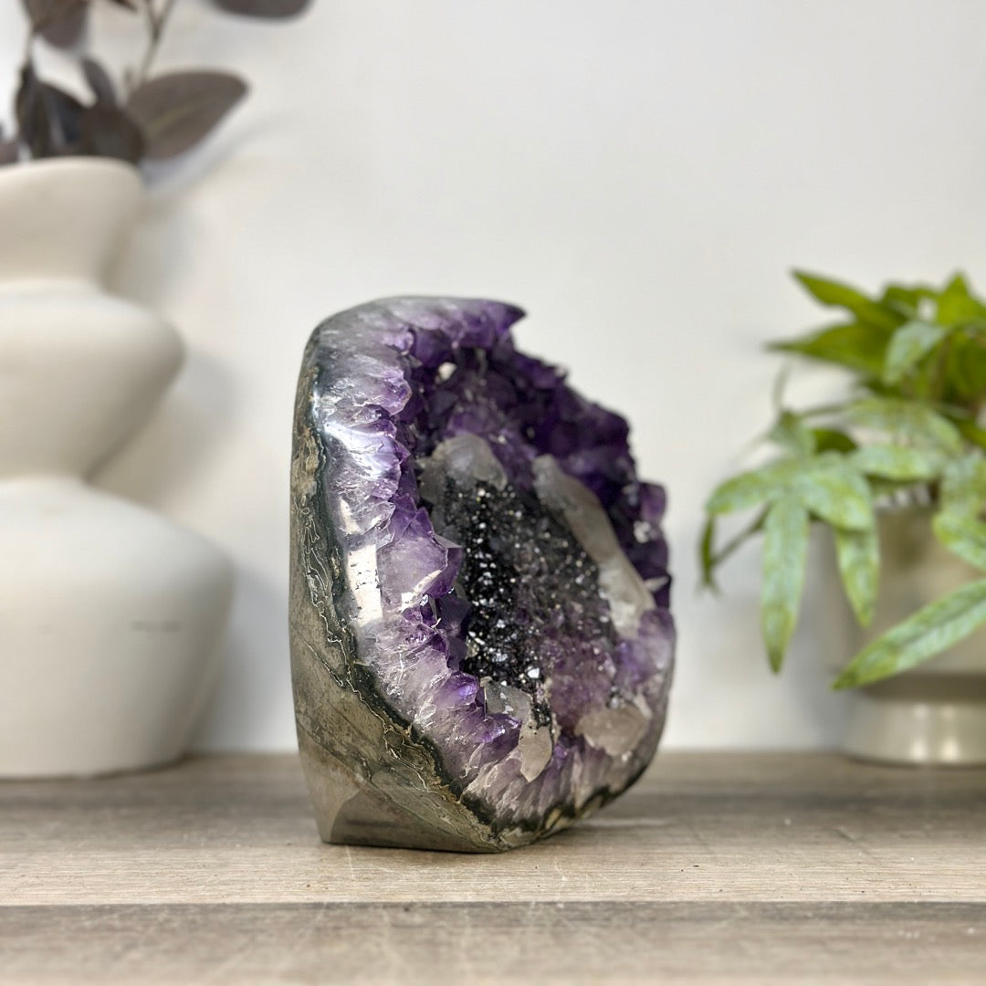 Natural Amethyst Cluster with Collection Grade Calcite Formation - CBP1424