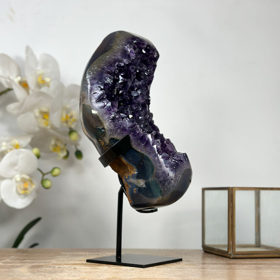 AAA Grade Natural Amethyst Cluster with Metal Stand - MWS1878