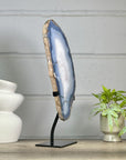 XXL Natural Blue Banded Agate & Quartz Stone Slice on Stand - MWS3042