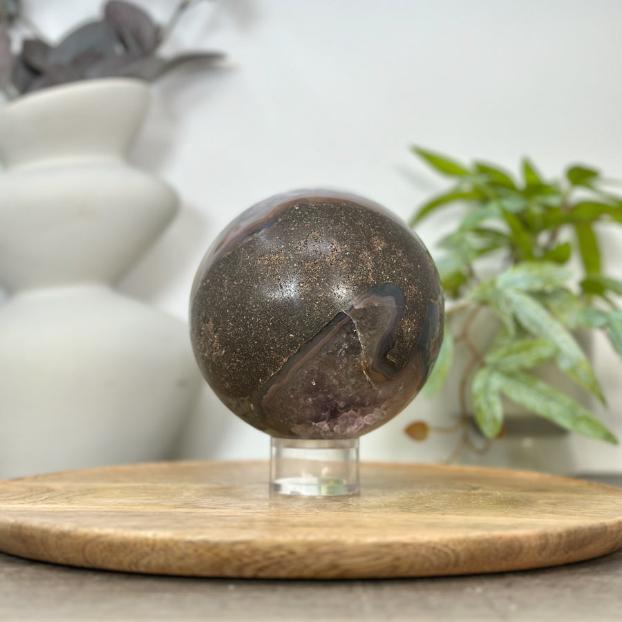 Natural Uruguayan Amethyst Sphere Geode - SPH0187