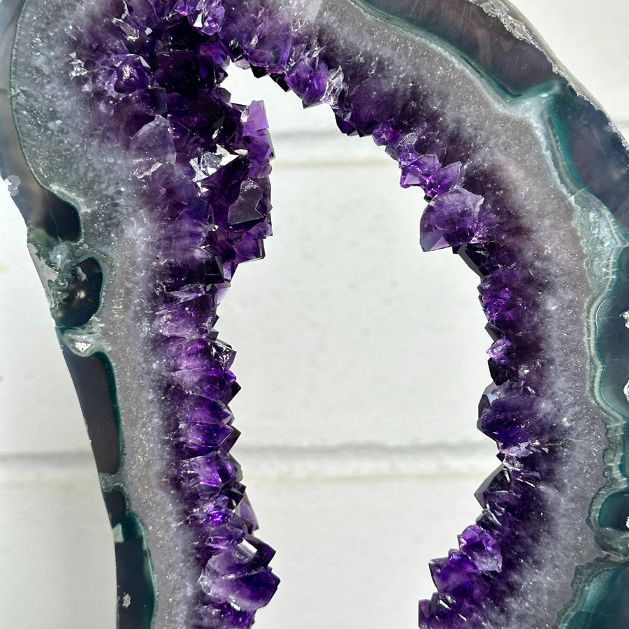 Deep Purple Amethyst Geode Slice on Metal Stand - MWS2758