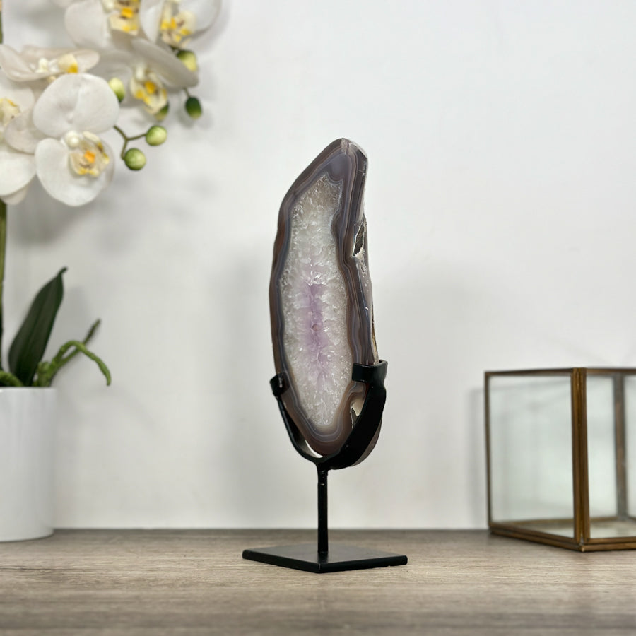 Natural Uruguayan Agate &amp; Quartz Stone Slice - MWS3011