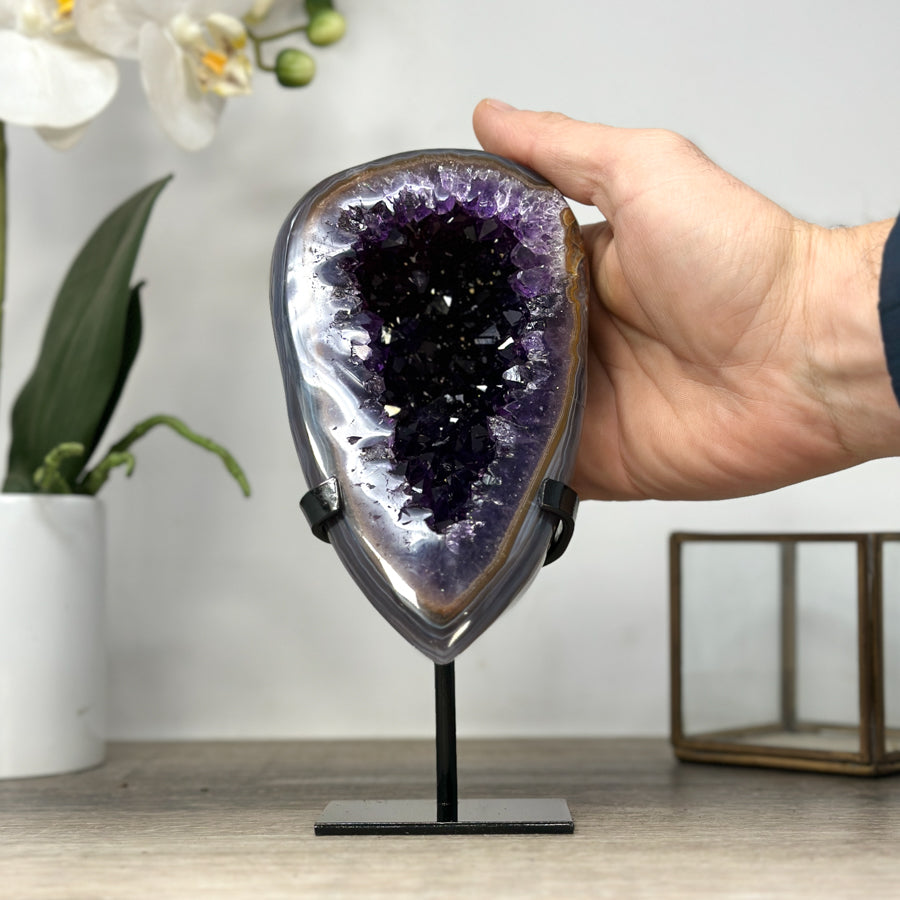Natural Agate &amp; Amethyst Geode, Stand included - MWS2173